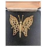 Monet Butterfly Brooch - Filigree Wing Pin in Original Case