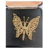 Monet Butterfly Brooch - Filigree Wing Pin in Original Case