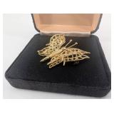 Monet Butterfly Brooch - Filigree Wing Pin in Original Case
