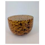 Amber Handblown Glass Vase Set - Floral Motif Tall Vase, Hammered Amber Bowl, Bud Vase
