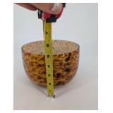 Amber Handblown Glass Vase Set - Floral Motif Tall Vase, Hammered Amber Bowl, Bud Vase