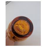 Amber Handblown Glass Vase Set - Floral Motif Tall Vase, Hammered Amber Bowl, Bud Vase