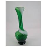 Green and White Twisted Glass Vase - Tall Swirl Pattern, Glass Accent