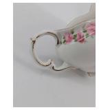 Gladstone Bone China Sugar Bowls - Made in England, Pink Rose Pattern, Gold Trim - Set of 2