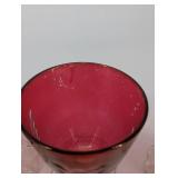 Pink Glass Goblets with Floral Etching - Set of 4 & Matching Pink Vase