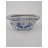 Blue and White Chinese Porcelain Hexagonal Planters - 2-Piece Set - Made in China