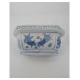 Blue and White Chinese Porcelain Hexagonal Planters - 2-Piece Set - Made in China