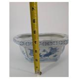 Blue and White Chinese Porcelain Hexagonal Planters - 2-Piece Set - Made in China