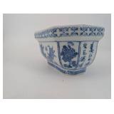 Blue and White Chinese Porcelain Hexagonal Planters - 2-Piece Set - Made in China