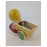 Vintage Ceramic Planter Figurine - Child on Wagon