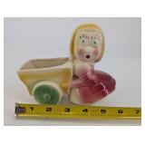 Vintage Ceramic Planter Figurine - Child on Wagon
