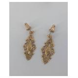 Vintage Gold Tone Pearl and Filigree Jewelry Set - Monogram M Drops