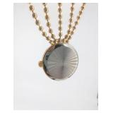 Quintel Quartz Pendant Watch - Gold Tone Bead Chain - Japan Movt