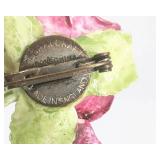 Royal Adderley Floral Made in England Ceramic Flower Brooches - Vintage Set of 4