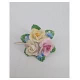 Royal Adderley Floral Made in England Ceramic Flower Brooches - Vintage Set of 4
