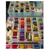 Assorted Embroidery Thread Spools in Clear Storage Boxes - Multicolor
