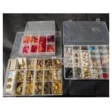 Assorted Vintage Buttons in Clear Organizer Boxes - Plastic, Shell & Metal