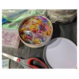 Sewing & Craft Supplies Assortment - Thread Spools, Ribbon, Beads, Scissors, Netting
