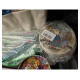 Sewing & Craft Supplies Assortment - Thread Spools, Ribbon, Beads, Scissors, Netting
