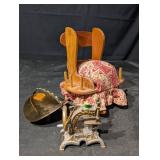 Sewing Pin Rocking Chair With Spool Holder And Other Sewing Items