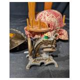 Sewing Pin Rocking Chair With Spool Holder And Other Sewing Items