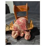 Sewing Pin Rocking Chair With Spool Holder And Other Sewing Items