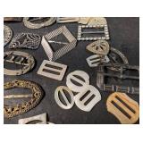 Assorted Vintage Belt Buckles & Hardware Lot - Rhinestone, Metal & Resin