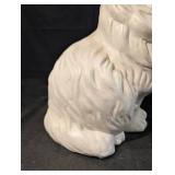 Large Ceramic Cat Statue with Fur Texture - 17-Inch Tall