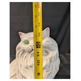 Large Ceramic Cat Statue with Fur Texture - 17-Inch Tall