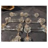 Vintage Clear Glass Cabinet Pulls - Curved Rails & Crystal End Caps (Lot of 8)