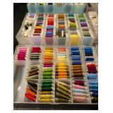 Assorted Embroidery Thread Spools in Clear Storage Boxes - Multicolor