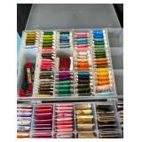 Assorted Embroidery Thread Spools in Clear Storage Boxes - Multicolor