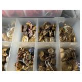 Assorted Vintage Buttons in Clear Organizer Boxes - Plastic, Shell & Metal