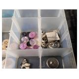 Assorted Vintage Buttons in Clear Organizer Boxes - Plastic, Shell & Metal