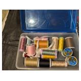 Sewing & Craft Supplies Assortment - Thread Spools, Ribbon, Beads, Scissors, Netting