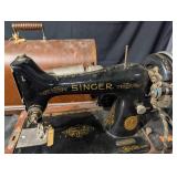 Vintage Singer Sewing Machine with Wood Cabinet and Simanco Motor 100-110V