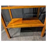 Vintage Wooden Shelf with Curved Crest Rail and Slatted Back