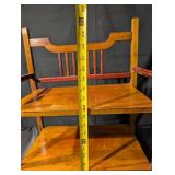 Vintage Wooden Shelf with Curved Crest Rail and Slatted Back