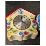 Miller 8-Day Ceramic Mantel Clocks (Pair) - Floral Border, Made in USA