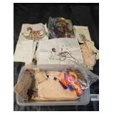 Assorted Vintage Cross-Stitch Fabrics, Lace & Embroidery Floss
