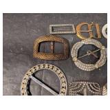 Assorted Vintage Belt Buckles & Hardware Lot - Rhinestone, Metal & Resin