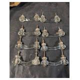 Vintage Clear Glass Cabinet Pulls - Curved Rails & Crystal End Caps (Lot of 8)