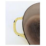 Le Creuset France Pale Yellow Enamel Cast Iron Dutch Oven - 9 Inch Vintage