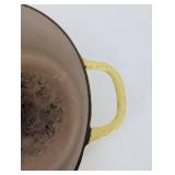 Le Creuset France Pale Yellow Enamel Cast Iron Dutch Oven - 9 Inch Vintage