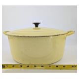 Le Creuset France Pale Yellow Enamel Cast Iron Dutch Oven - 9 Inch Vintage