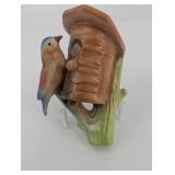 lot of 2-1930s Czechoslovakia Ceramic Bird on bird house wall pockets