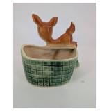 Assorted Ceramic Animal Figurine planters - Deer Fawn with Planter, Dog & Duck planters