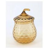 Vintage Bubble-Pattern amber Glass Jar with Lid