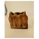 Bear & Owl Log Ceramic Planters - Vintage Wildlife Figurines