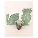 Vintage Lacava Swan Vase & Bud Vase Set (3-Piece Ceramic)